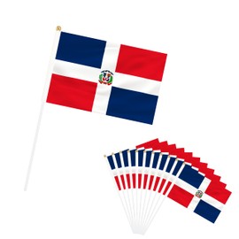 Rotenl 50 Pack Dominica Republic Hand Held Mini Flags, Small Dominican Stick Flags with Pole, International Country Flags, Festival Events, Parades, Patriotic, Indoor and Outdoor, Party Decorations (Dominica)