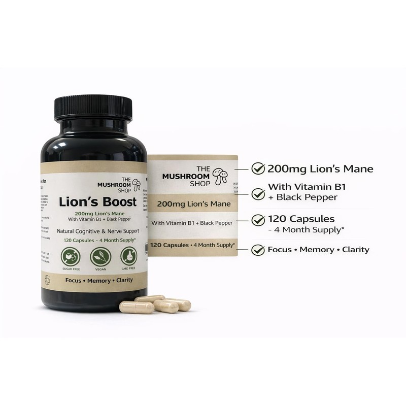 Lion’s Mane Capsules 200mg (10:1 Extract) – 120 Capsules (4