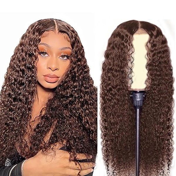Hxxcoup Real Hair Wig for Women Wigs Dark Brown T Part Wig 4x1 Lace Front Wig Human Hair Wig #4 Chocolate Brown Wig 100% Brazilian Remy Hair Wig T Part with Baby Hair 18 Inches