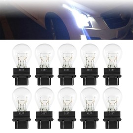 awlbed 10 PCS 3157 Miniature Car Halogen Brake Light, 12v 21/5W Waterproof Vehicle Turn Signal Bulb, Universal Waterproof Automotive Side Marker Tail Light Replacement for Truck SUV Car (White)