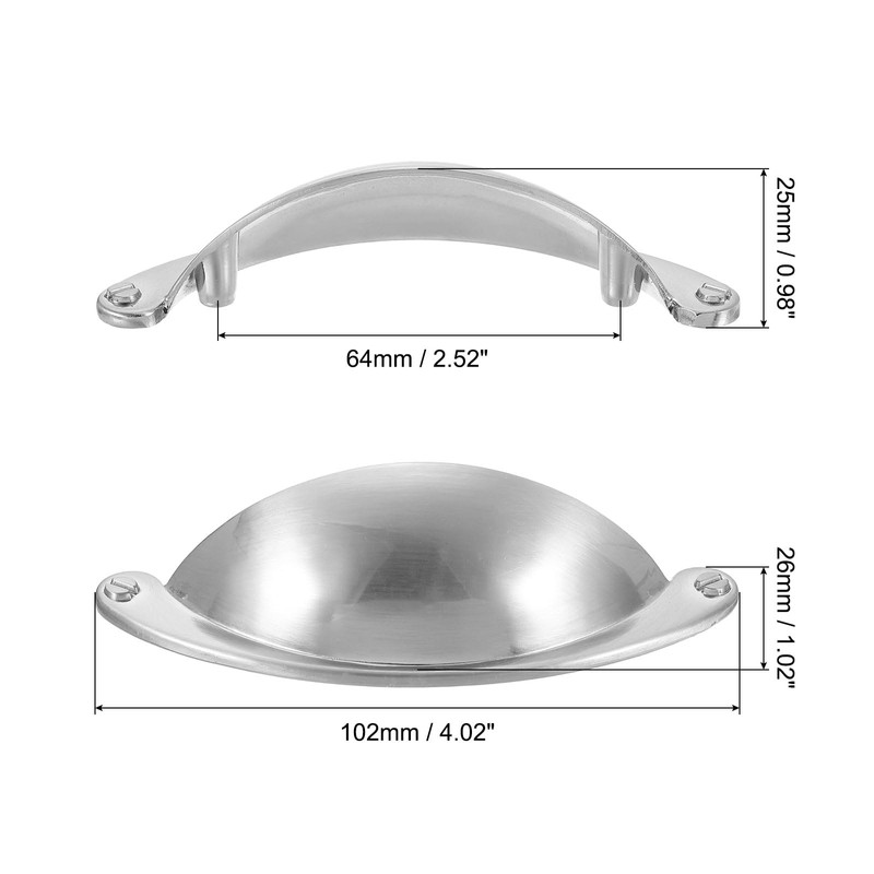 sourcing map Drawer Pulls, 3Pcs 2-1/2" - Zinc Alloy Brushed
