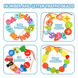Montessori Spielzeug für 3 Jährige Mädchen,Lernspielzeug holzbuchstaben Geschenke für 3 Jahre Mädchen Junge Kleinkinder Geschenk Perlen Zum Auffädeln Spielzeug für 3 Jahre Mädchen kinder Spiele