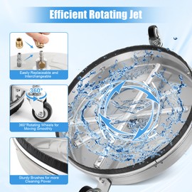 18" Pressure Washer Surface Cleaner Attachment with 2 Nozzles - 4000 PSI Heavy Duty Concrete Cleaner for Driveway, Patio, Deck - Compatible with 2200-4000 PSI & 4 GPM Power Washers ‌