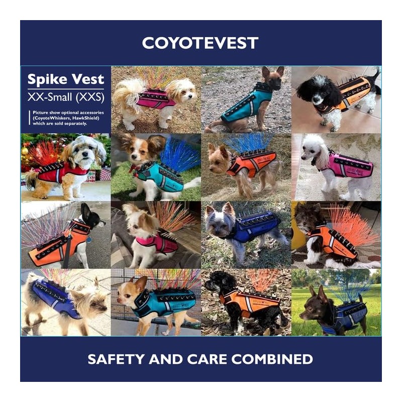 CoyoteVest SpikeVest Dog Harness Vest, Reflective Dog Accessories with Spikes