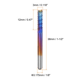 QUARKZMAN End Milling CNC Milling Cutter Bits 1/8 Inch Shank 3 mm Blue Coated Tungsten Carbide Milling Machine for PCB Acrylic Wood Aluminium Metal Pack of 10
