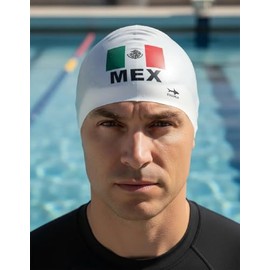 escualo Gorra para Natacion I Unisex I Adulto I Modelo Bandera Clasica I Silicon I Impermeable I Unitalla I Color Blanca