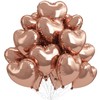 Rose Gold Heart Balloons,12Pcs 18 Inch Rose Gold Aluminum Love