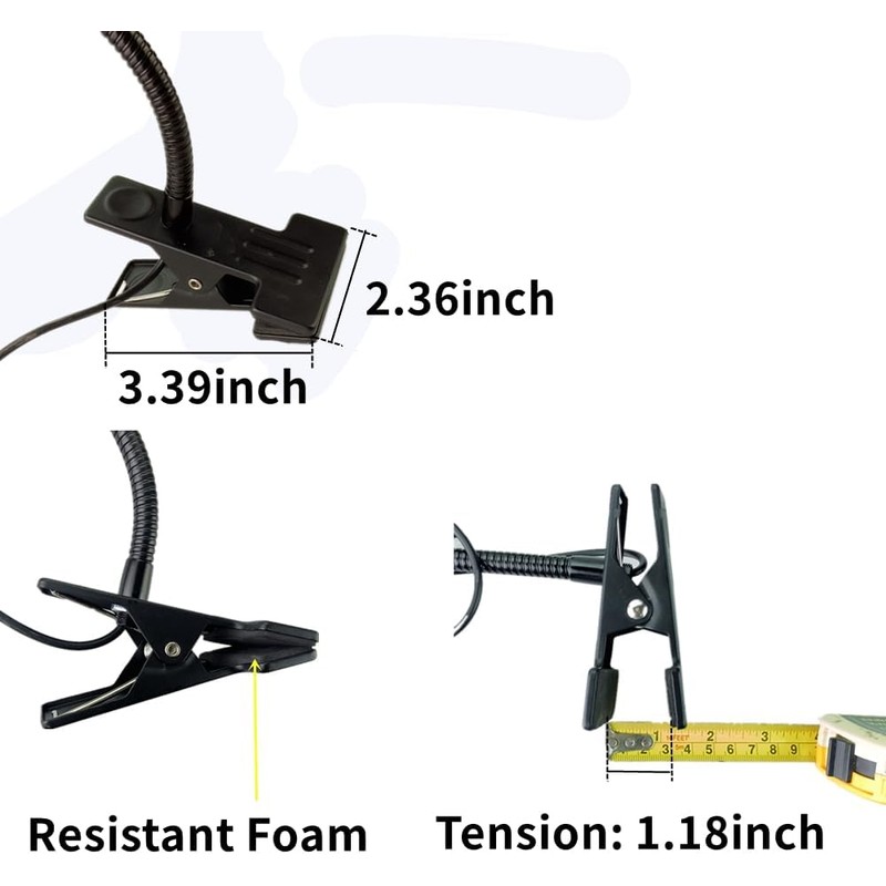 QUANS 5W Clip on Clamp Gooseneck COB LED Desk Table