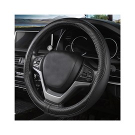 ZNDAW Car Steering Wheel Cover, 15 Inch Anti-Slip Breathable Leather Auto Steering Wheel Protector, Full Surround Soft Steering Wheel Cover for Men Women, Car Interior Accessories (Black)