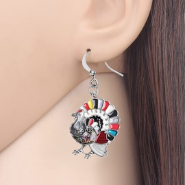 Cute Thanksgiving Turkey Chicken Earrings For Women kid Girl Festival Jewelry Gifts, Iron, No Gemstone