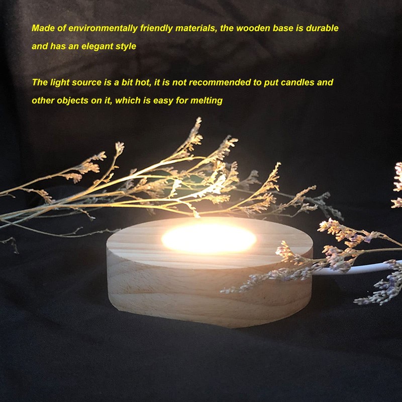 LED Light Base Display Base, USB Interface Wood Lighted Display