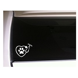 Heart Stethoscope with Paw Print 6.5" Vinyl Sticker DecalL96 Pets Animals Love Breeder Puppies Canine Vet