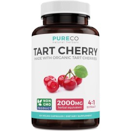Healths Harmony Pure Co Organic Tart Cherry Capsules Natural Uric Acid Vegan & Gluten Free 60ct