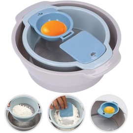 Yueser Powdered Sugar Shaker, Flour Shaker Large Flour Sieve Plastic Powdered Sugar Mill Sieve Fine Dust Sugar Shaker Powder Sugar Sieve Dust Sugar Mill Pollen Sieve Dough Dispenser with Egg Separator