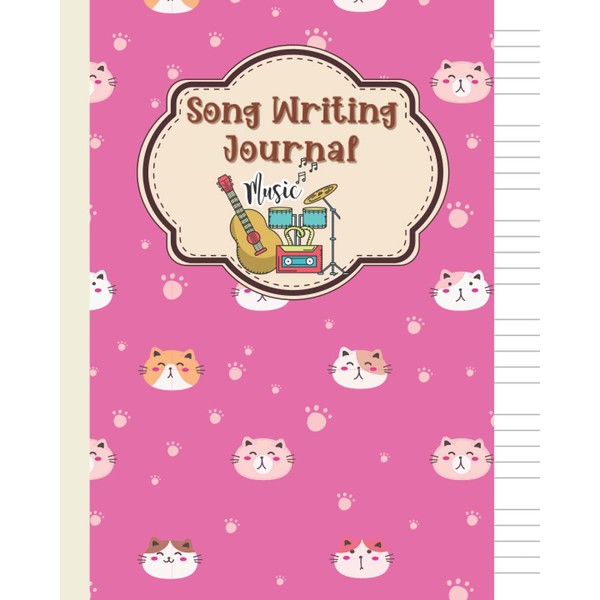 Song Writing Journal for Kids: Wide Staff Manuscript Paper with