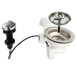 Tecuro Sink Outlet Sink Strainer Basket Valve 3 1/2 Inches - Diameter 114 mm with Cord Rotary Control