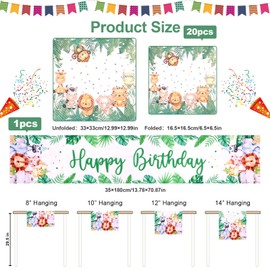 Happy Birthday Table Runner, 35 × 180 cm Birthday Table Runners for Dining Table with 20pcs Birthday Paper Napkin, Reusable Birthday Table Cover Decorations, Birthday Celebration Party Table Runners