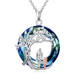 Dorunmo Father Daughter Necklace 925 Sterling Silver Tree of Life Necklace Daughter Jewelry for Women