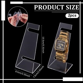 PH PandaHall Pack of 2 Transparent Watch Stands Watch Holder Acrylic Display Stand Watch Organiser for Bracelets Jewellery Men Husband Father's Day 7.5 x 8.5 x 13.5 cm