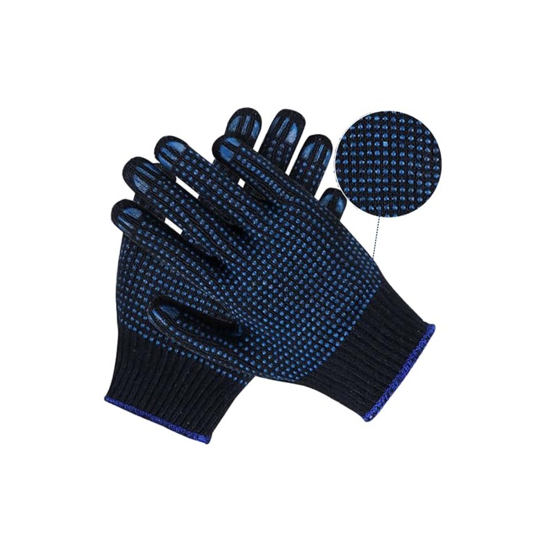 A406 12 Pairs Blue Cotton Protective Work Gloves Non Slip