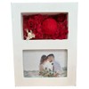 Q-FLA 813443 Arrangement Photo Frame, Preserved Flowers, White, Red, Mother's