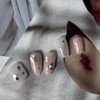 Circular Glitter Sequin Flower Handmade Nail Tips - Square-Short /