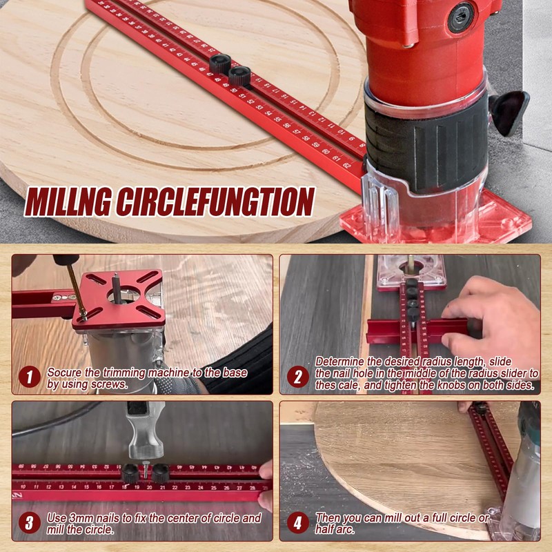 4 in 1 Router Milling Groove Holder, Aluminium Alloy Router