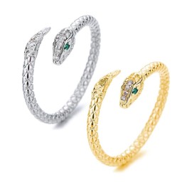 MYGLOAR Rings, 925 Silver Women's Adjustable Snake Ring, Stackable Thumb Rings, Wedding Rings, 925 Silver Engagement Rings, Promise Rings, Engagement Rings, Rose Gold for Women, Gold and Silver Rings