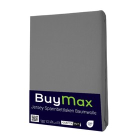 Buymax Fitted Sheet Topper 120 x 200 cm Fitted Sheet 100% Cotton Jersey for Mattress Topper up to 9 cm Mattress Height Bed Sheet for Box Spring Bed Topper, Anthracite Grey