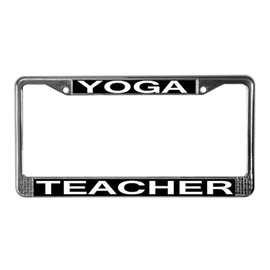 CafePress Yoga Teacher License Plate Frame Chrome License Plate Frame, License Tag Holder