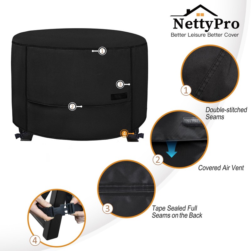 NettyPro Fire Pit Cover Round Waterproof Outdoor Patio Firepit Cover