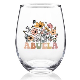 Futtumy Abuela Mothers Day Gifts, Abuela Stemless Wine Glass, Abuela Gifts, Regalos Para Abuela, Abuelita Gift for Grandma Grandmother Mothers Day Dia De Las Madres Christmas Birthday Anniversary