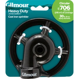 Gilmour 360 Degree Spot Sprinkler, Cast Iron Metal Garden Sprinkler for Small Areas, 760 Sq Ft Circular Sprinkler for Gardens and Flowerbeds