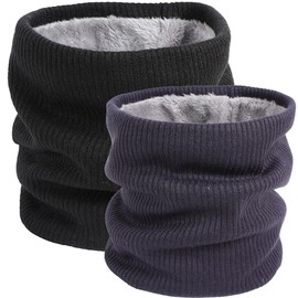 iDopick Warmer Neck Gaiter, Fleece Lined Neck Warmer Winter Neck Scarves Cold Weather Gear Ski Accessories for Men Women (Black & Khaki)