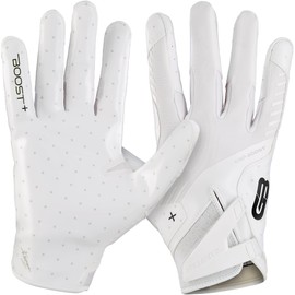 Grip Boost Football Gloves - Solid Stealth 6.0 Boost Plus Sticky Technology - Adult and Youth Football Gloves for Wide Receiver - Men's and Boys Sizes (Solid White, Youth Small)