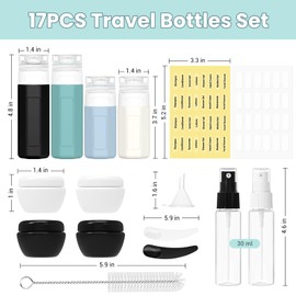 Ruinovate 17 Pack Travel Bottles for Toiletries, TSA Approved Travel Size Toiletries Bottles, Leak Proof Travel Size Containers, Travel Essentials for Body Wash, Shampoo, Lotion & Conditioner Blue