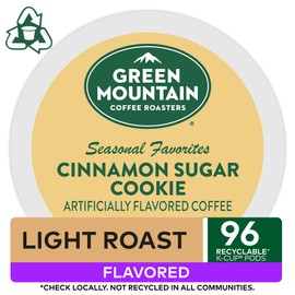 Green Mountain Coffee Roasters Cinnamon Sugar Cookie, Single-Serve Keurig K-Cup Pods, Flavored Light Roast Coffee, 24 Count (Pack of 4)