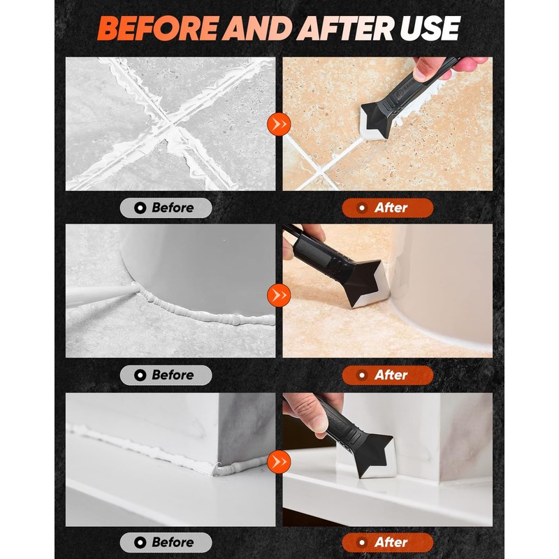 Saker Silicone Caulking Tools-3 in 1 Sealant Finishing Tool Grout