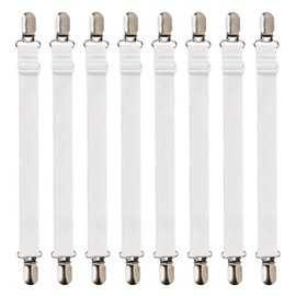 Zimoer Bed Sheet Tensioners, 8 Pieces, 30-100 cm Adjustable Bed Sheet Tensioners, Elastic Bed Sheet Tensioners, Bed Sheet Tensioners with Metal Clips, for Mattress, Bed Sheet, Sofa, Ironing Boards