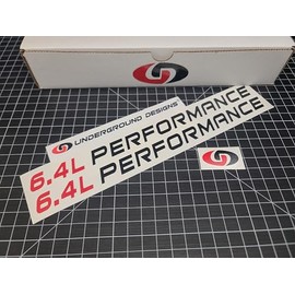 6.4L Performance Decals (2pk) 392 Hemi V8 Hood Fender Racing Stickers Fits 2011+ Challenger Charger Grand Cherokee (Gloss Black & Red, 3/4" H x 11.5" L)