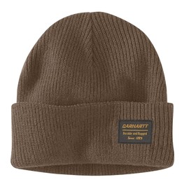 Carhartt Men's Knit Rugged Patch Beanie, Coffee, OFA