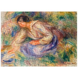 MyPuzzle Woman in Blue Skirt (Femme En Jupe Bleue) 1917 by Pierre-Auguste Renoir - Premium 500 Piece Jigsaw Puzzle for Adults