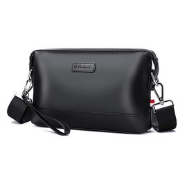 Cenvins Men's One-Shoulder Bag 3-Way Second Bag Body Bag Crossbody Bag Chest Bag Handbag Handbag Messenger Bag Cowhide Genuine Leather Formal Wedding Funeral Ceremonial Party Bag, Black