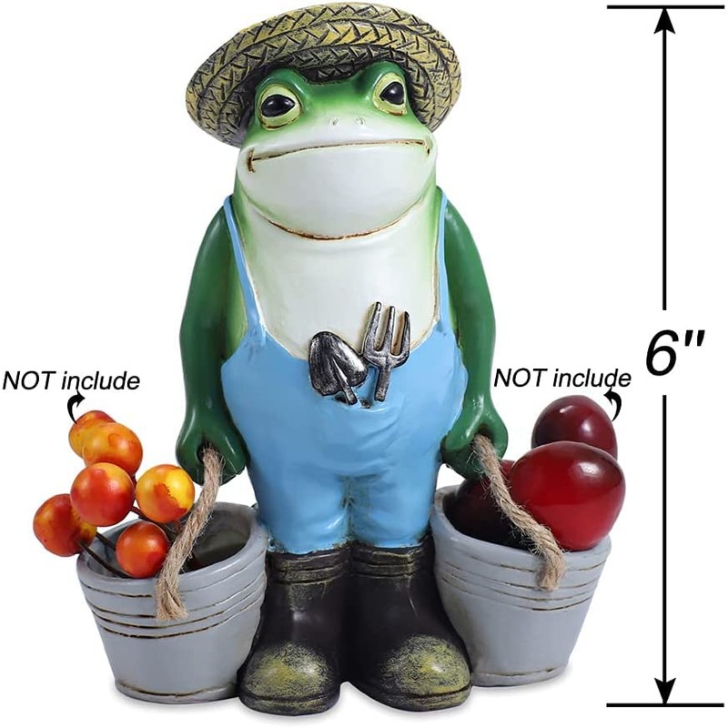 THE ENCHANTED GARDEN Farming Frog Ornament Outdoor Resin Fun Animal