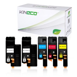 Kineco 5 Toner kompatibel mit Dell C1760nw, 1250c, C1765nfw, C1700 Series, 1350cnw, 1355cnw - Schwarz je 2.000 Seiten, Color je 1.400 Seiten