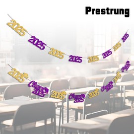 Vofrise Purple Class of 2025 Banner 2025 Graduation Party Decorations Glitter Graduation Banners with Grad Cap for Senior High School College Graduate Celebration