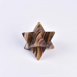 JIC Gem Large Merkaba Healing Crystal Natural Yellow Fluorite Merkaba Crystal Grid Home Decor Spiritual Gifts Reiki 3D Star Dodecahedron (9-10cm)