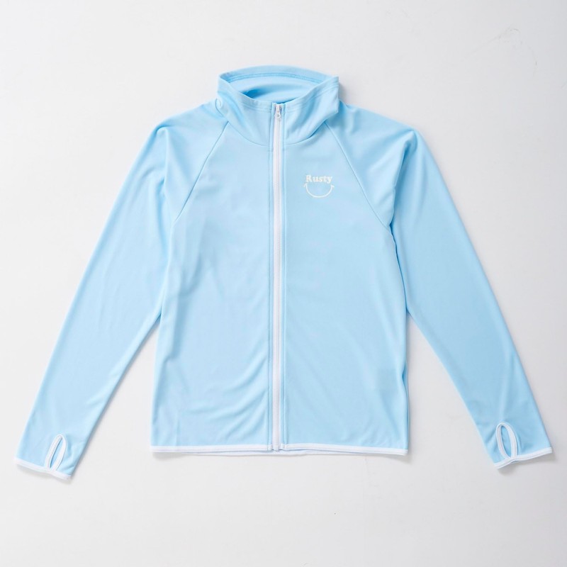 Rusty 964463 Kids Rash Guard, Stand Collar, Smile, Back Print,