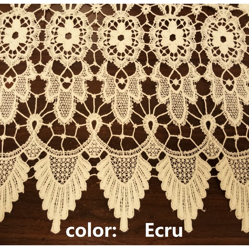 Today's Curtain Medallion Macramé Tier 24",Ecru, 35W x 24L