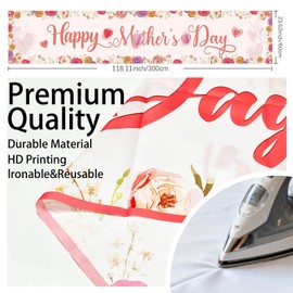 OTTPOOM Large Happy Mothers Day Decorations Mother’s Day Yard Sign Banner Pink and Red Flowers est Mom Lawn Decor Party Supplies for Indoor Outdoor Garden Fence Balcony Welcome Home Decor